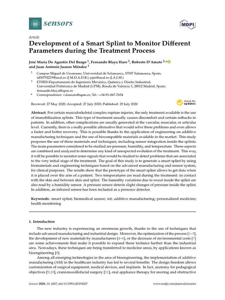Development of a Smart Splint to Monitor Different | PDF | Internet Of ...