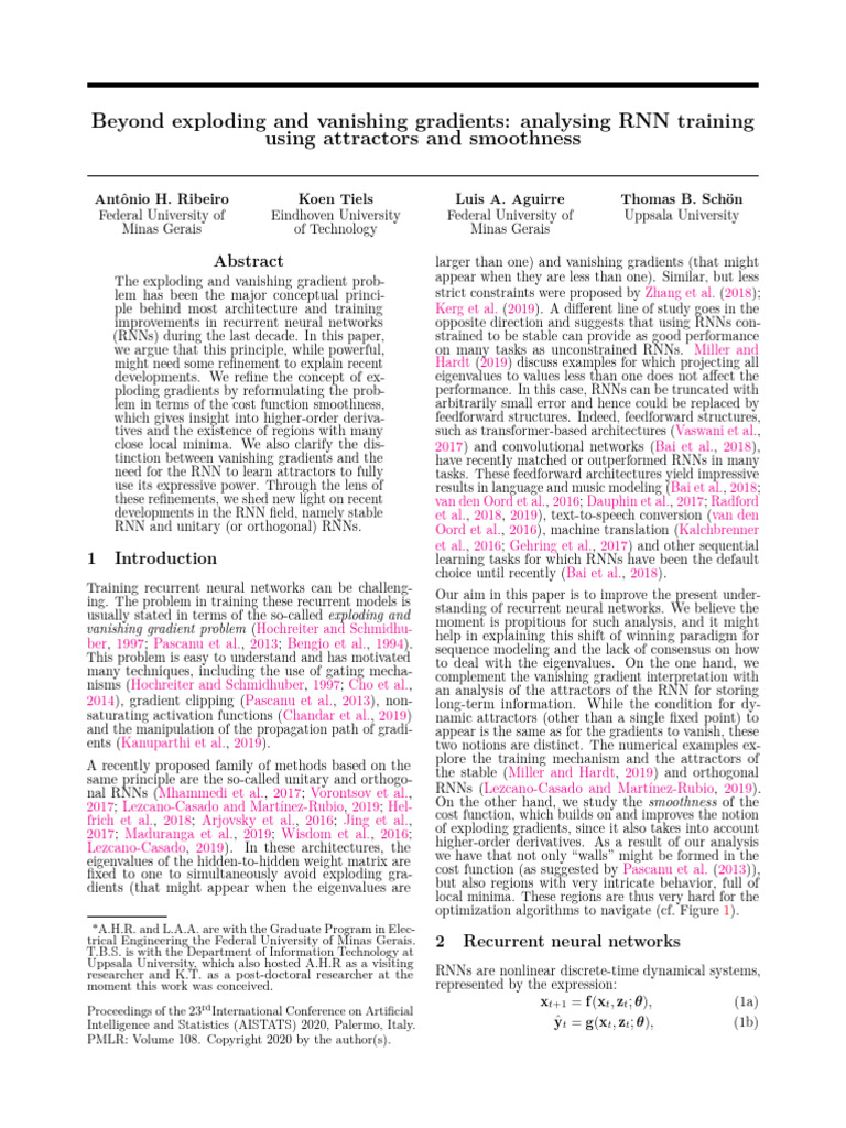 Beyond Exploding and Vanishing Gradients Analysing RNN Training | PDF ...