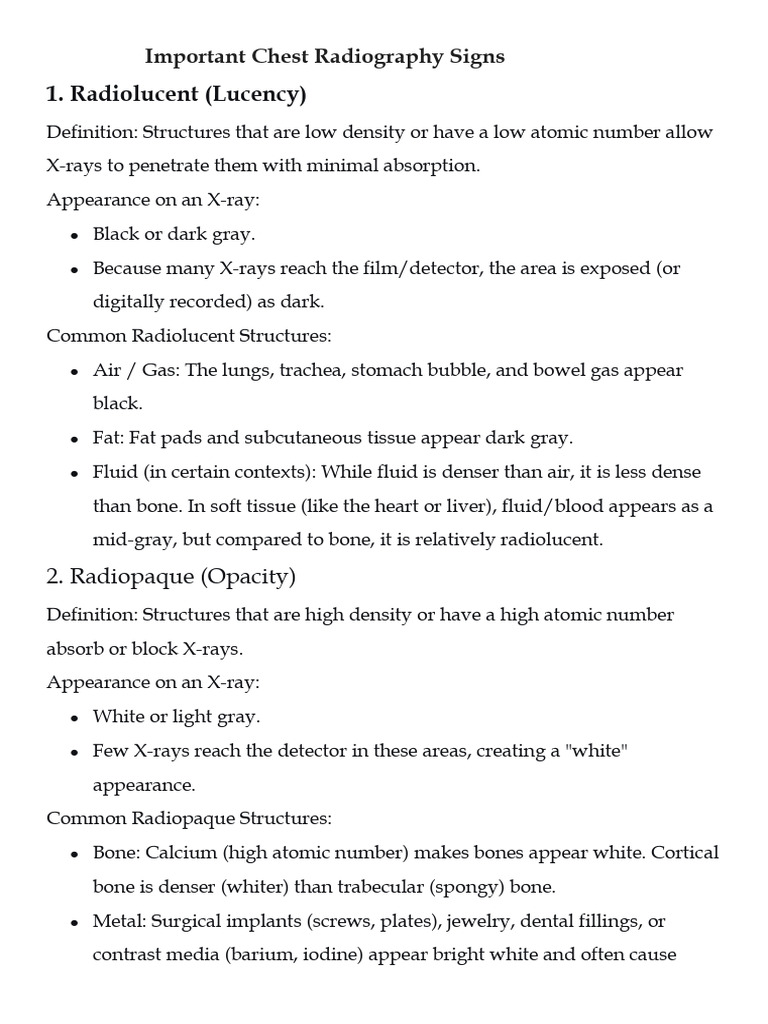 Chest Radiography Sign 2.4.26 | PDF | Heart | Lung