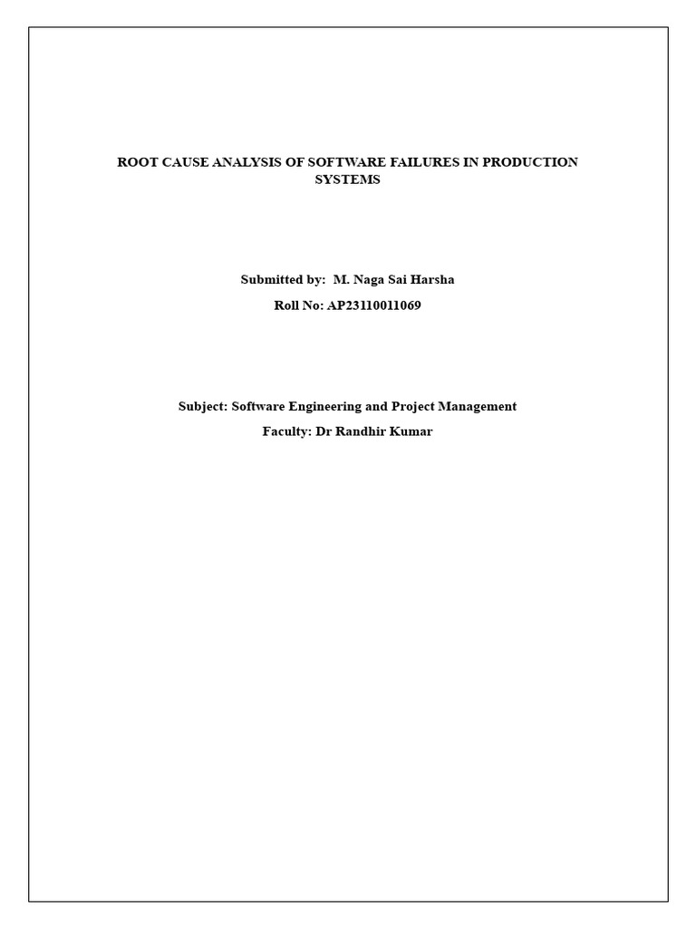 Root Cause Analysis of Software Failures in Production Systems | PDF ...