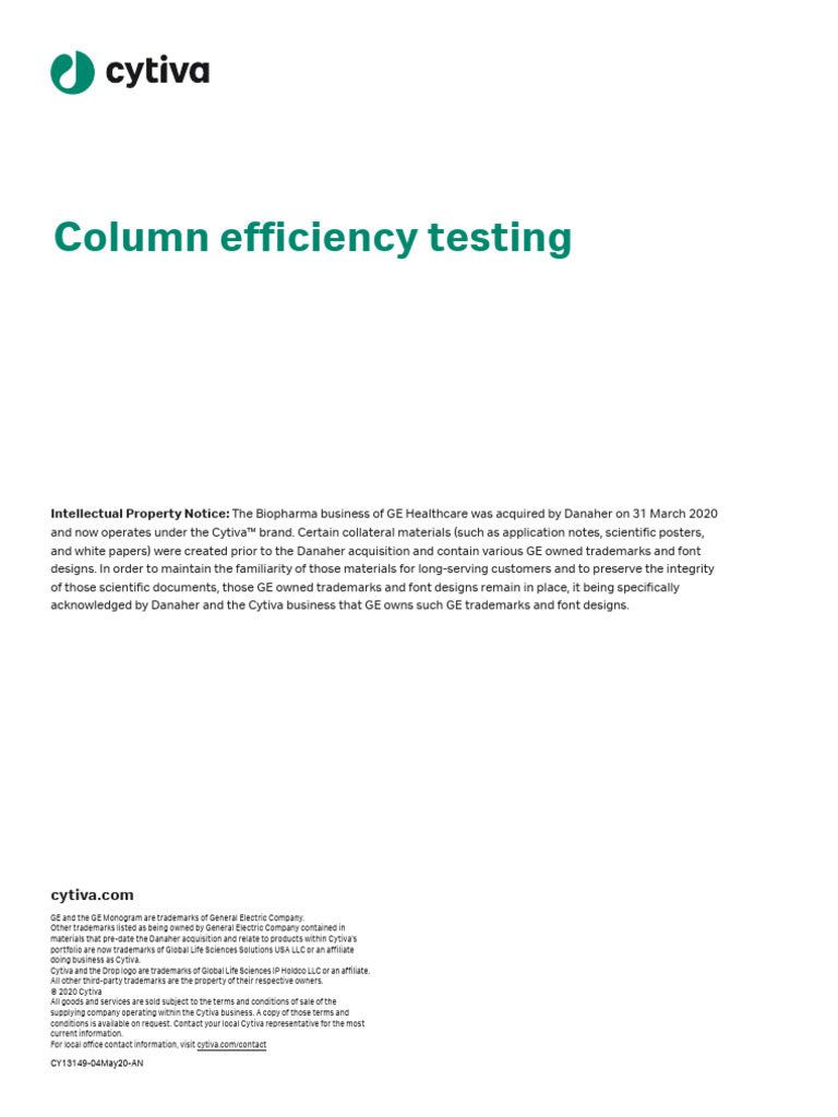 Column Eficency Testing | PDF | Chromatography | Physical Sciences