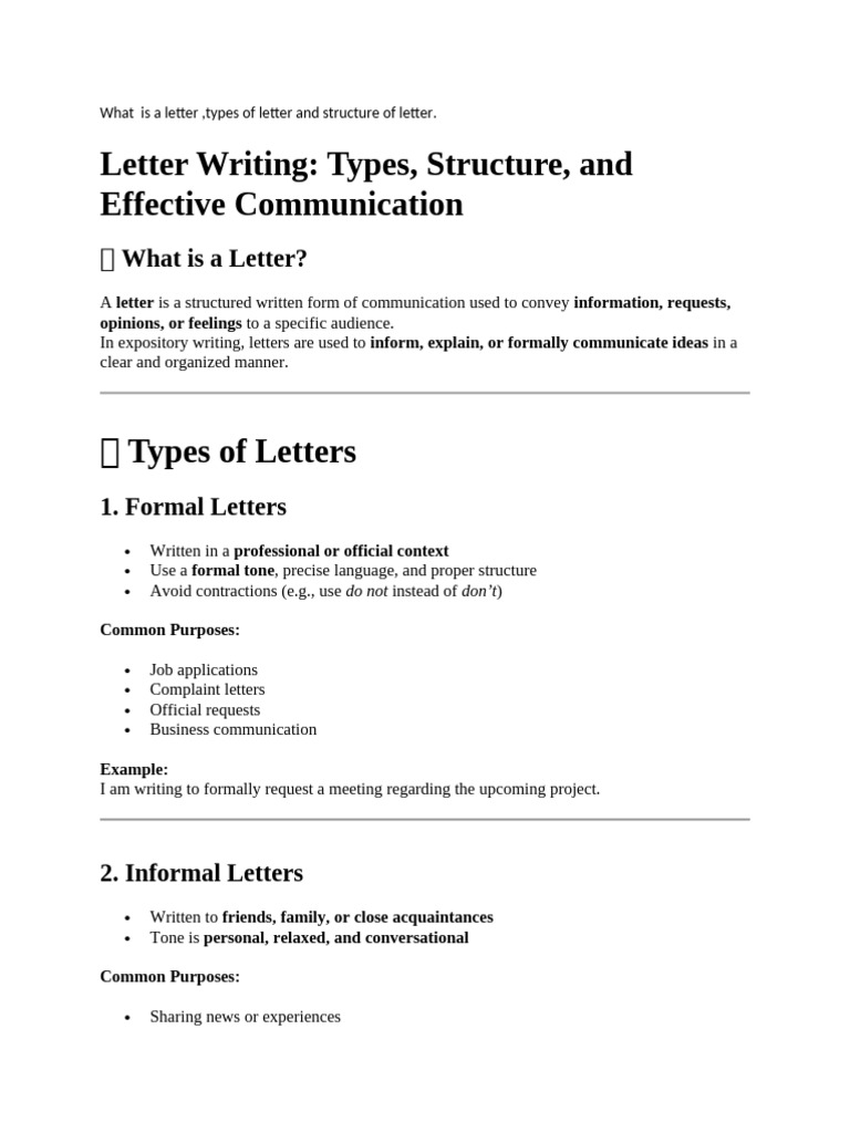What is a Letter-types-tasks | PDF | Communication | Classroom Management