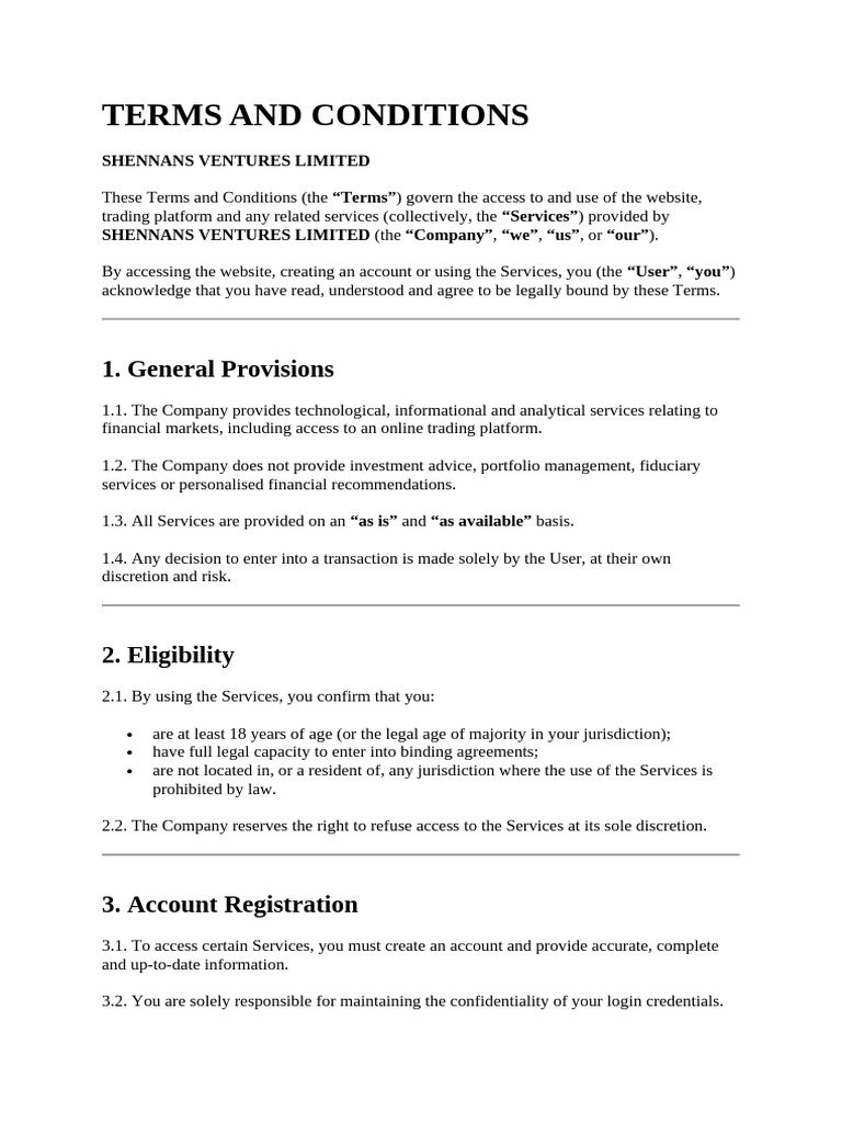 Terms and Conditions Eng | PDF | Regulatory Compliance | Legal Liability