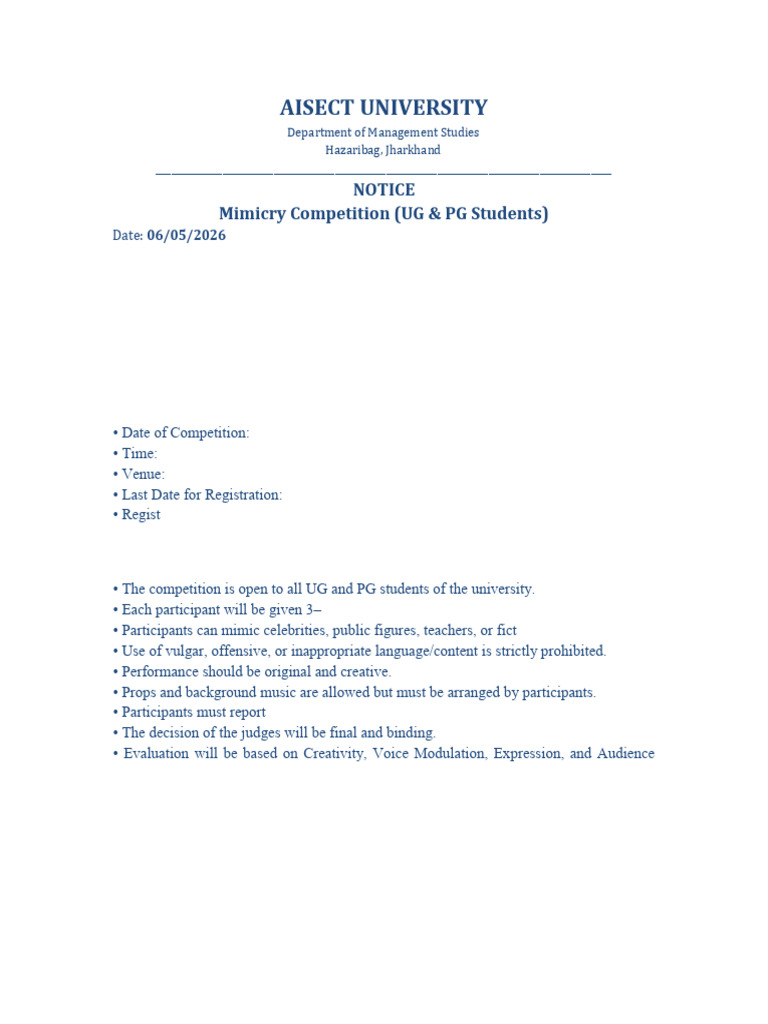 Mimicry Competition Notice | PDF