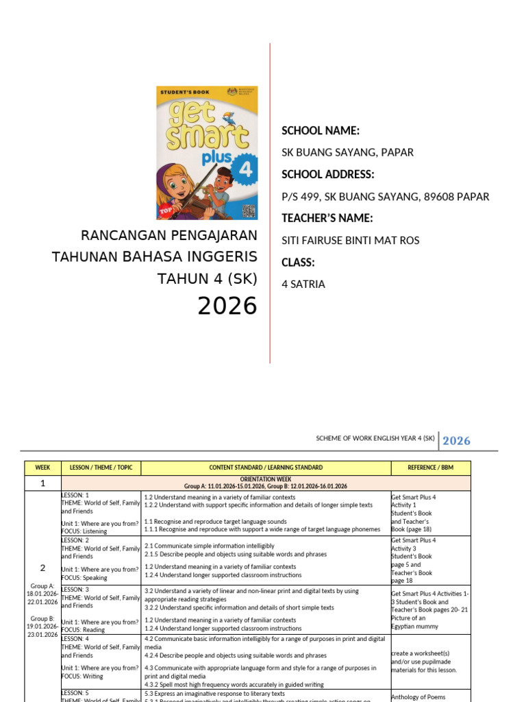 RPT ENGLISH YEAR 4 | PDF | Books | English Studies