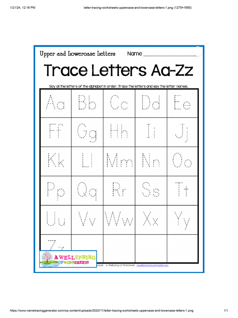 Letter Tracing Worksheets Uppercase and Lowercase Letters 1 | PDF