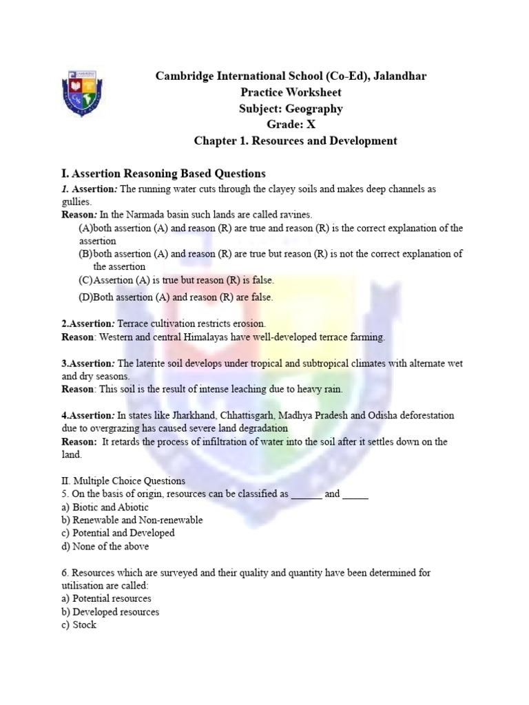 April Grade X Ch1 Resources and Development | PDF | Soil ...