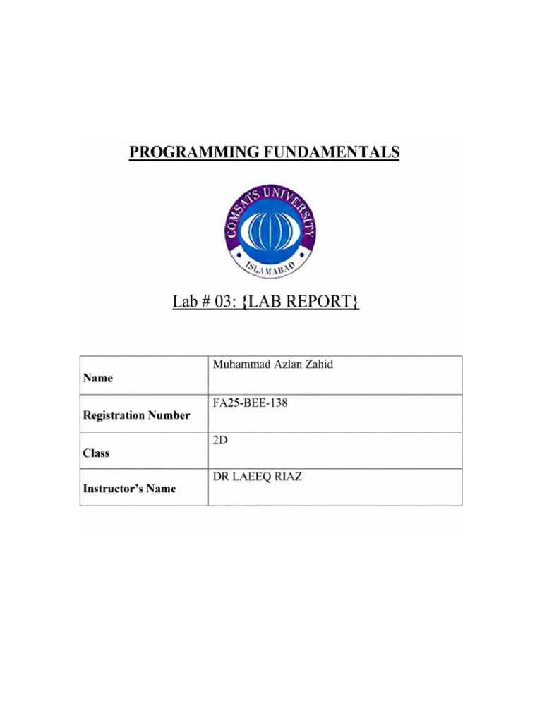 lab report | PDF | Computer Program | Programming