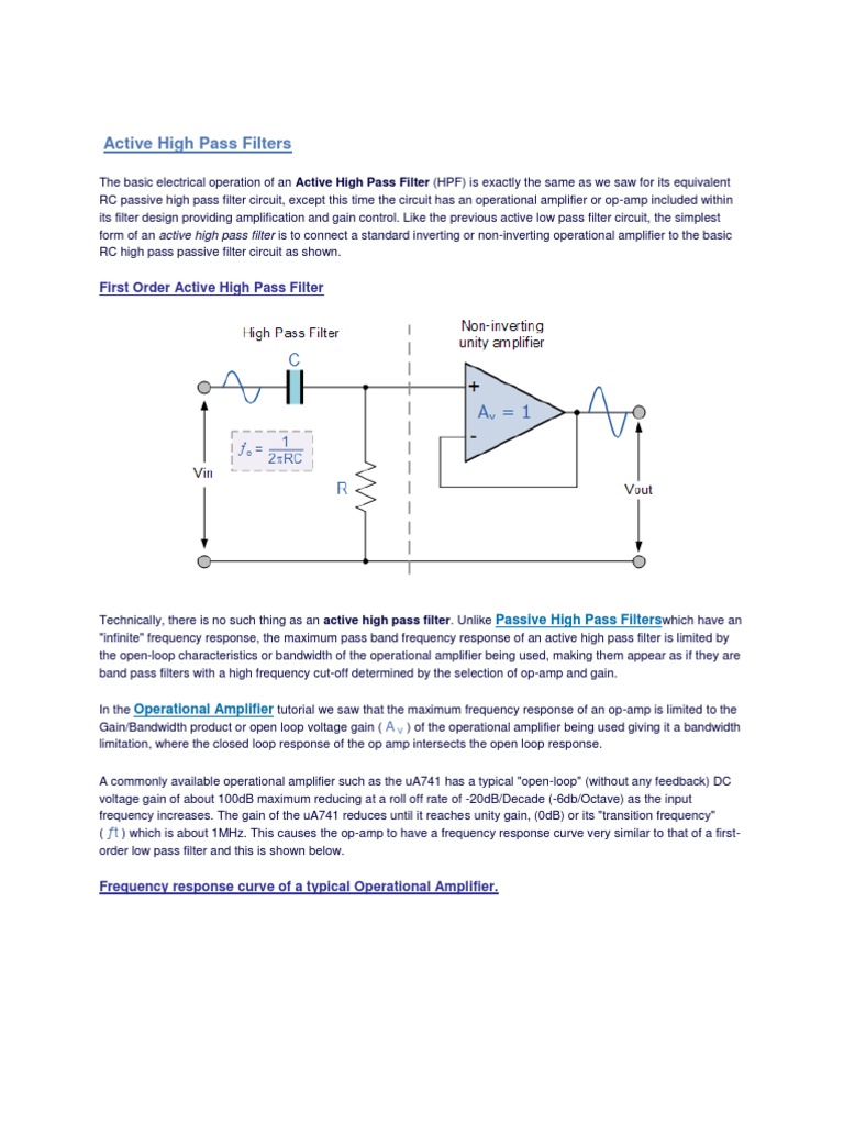 Active High Pass and Low Pass Filter | PDF | Electronic Filter ...