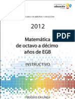 Instructivo Matematica 8a10 EGB 2012