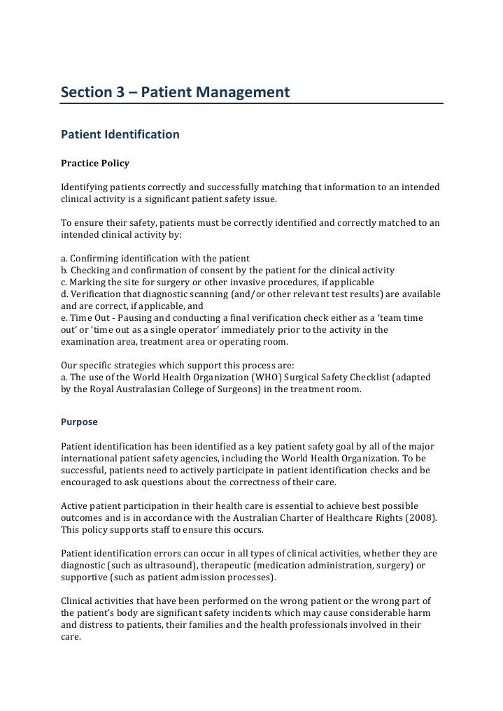 Patient Identification Safety Policy | PDF | Patient | Patient Safety
