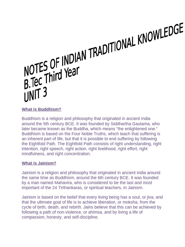 Itcs Unit 3 and Unit 4 | PDF | Moksha | Noble Eightfold Path