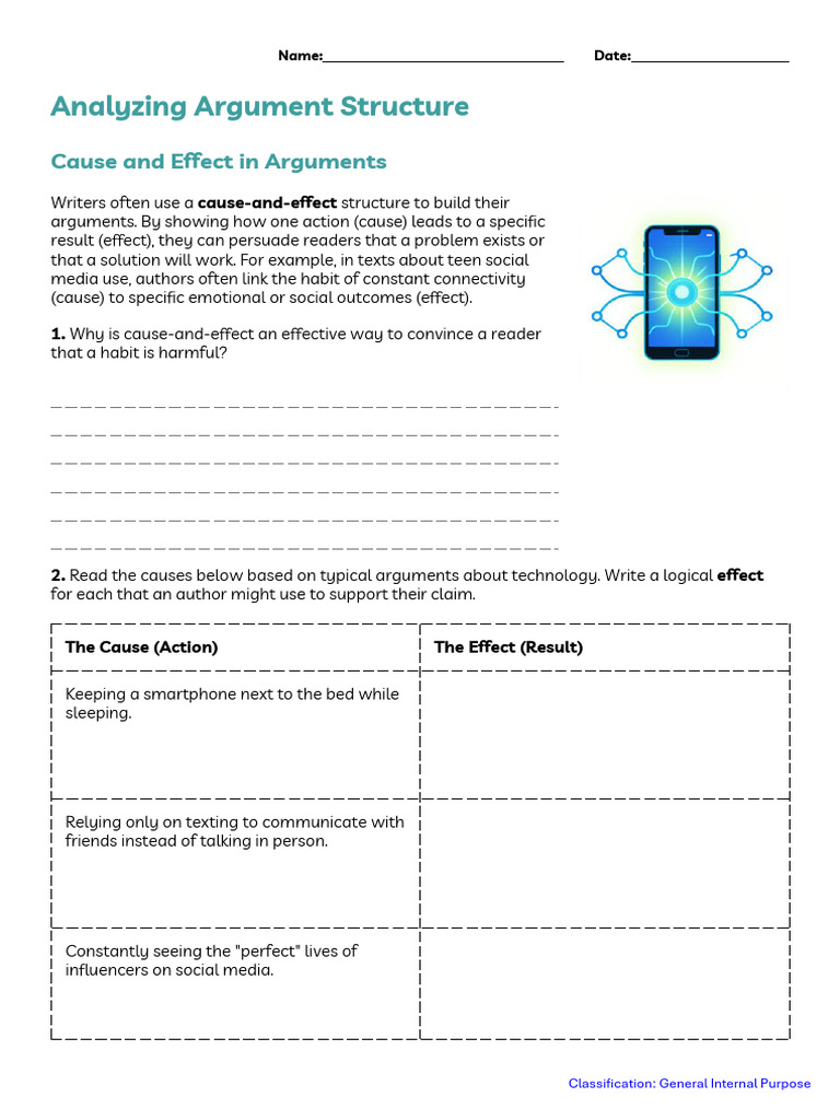 Cause - Effect Worksheet(Text Structure) | PDF | Reason | Adolescence