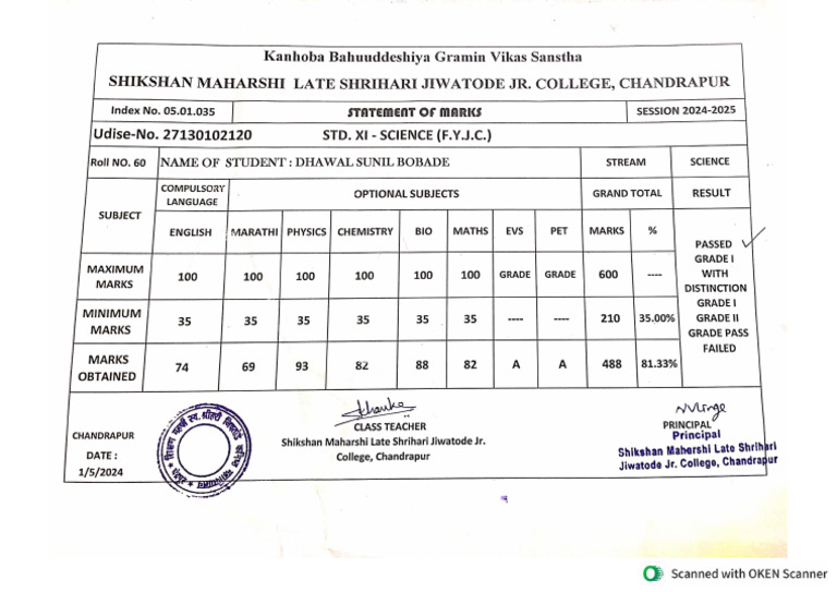 11th marksheet | PDF