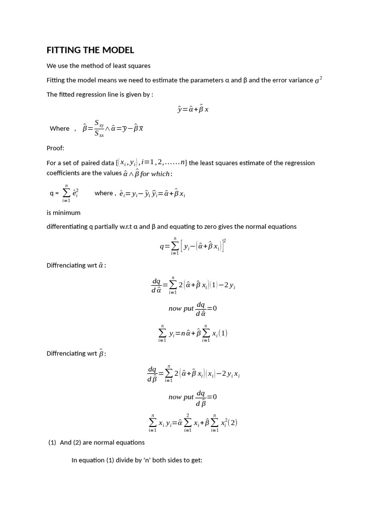 Fitting the Model | PDF | Ordinary Least Squares | Least Squares