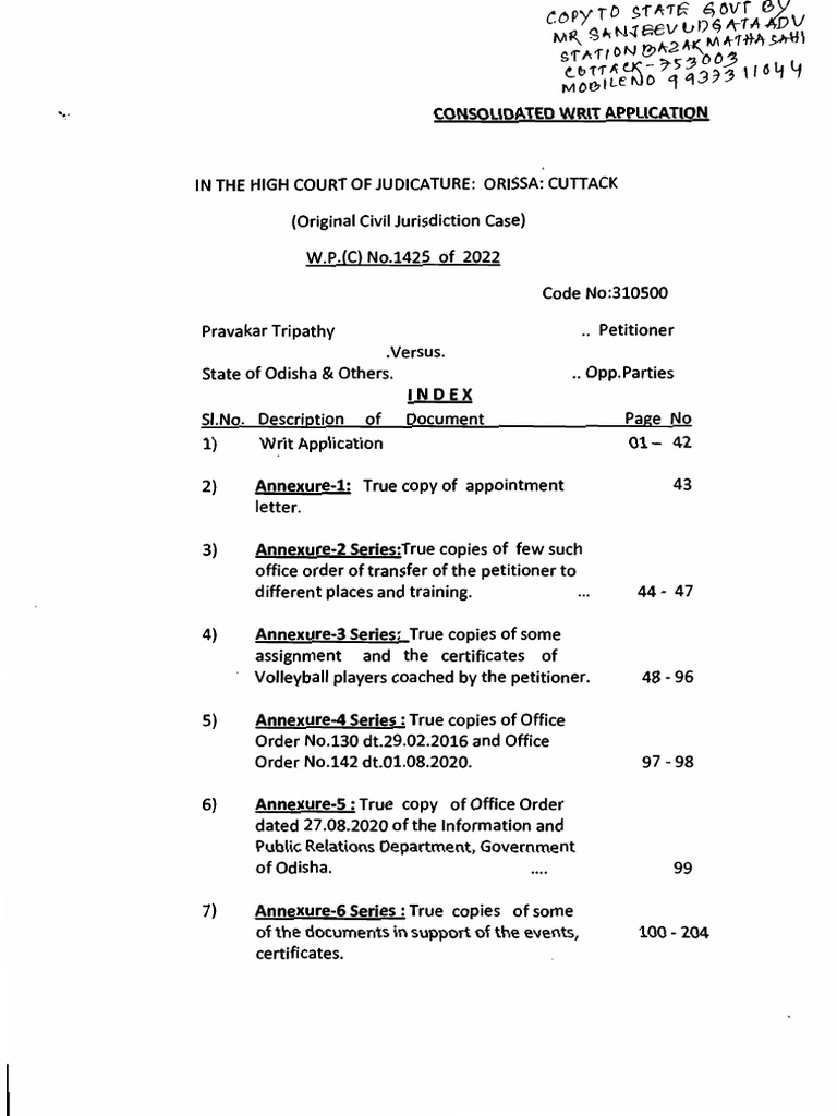 Consolidated Writ Petition | PDF