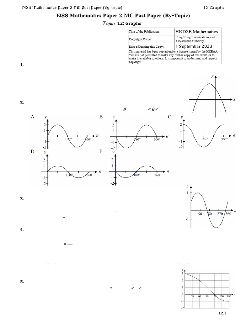 12 Graphs (MC) | PDF | Quadratic Equation | Algebra