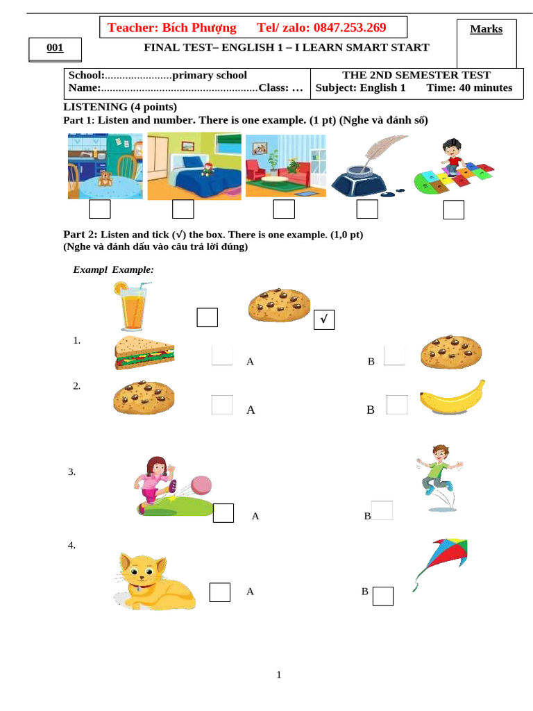 01_Final Test - Smart Start 1 | PDF
