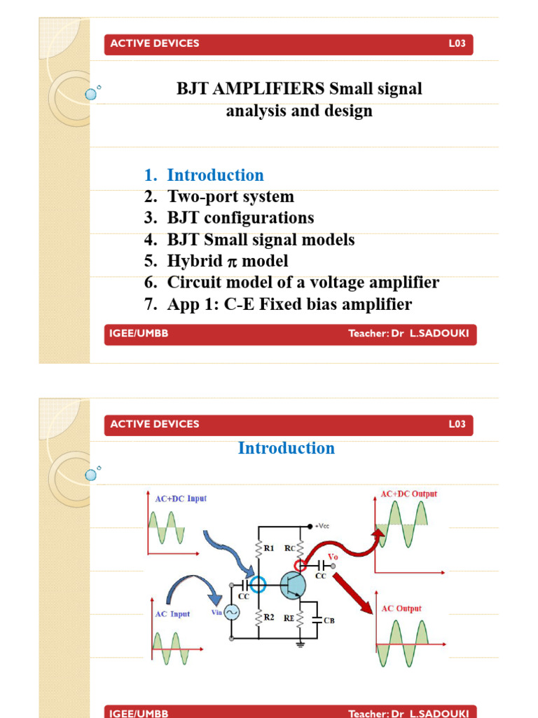 Part1 BJT AMPLIFIERS Small Signal Analysis and Design | PDF | Bipolar ...
