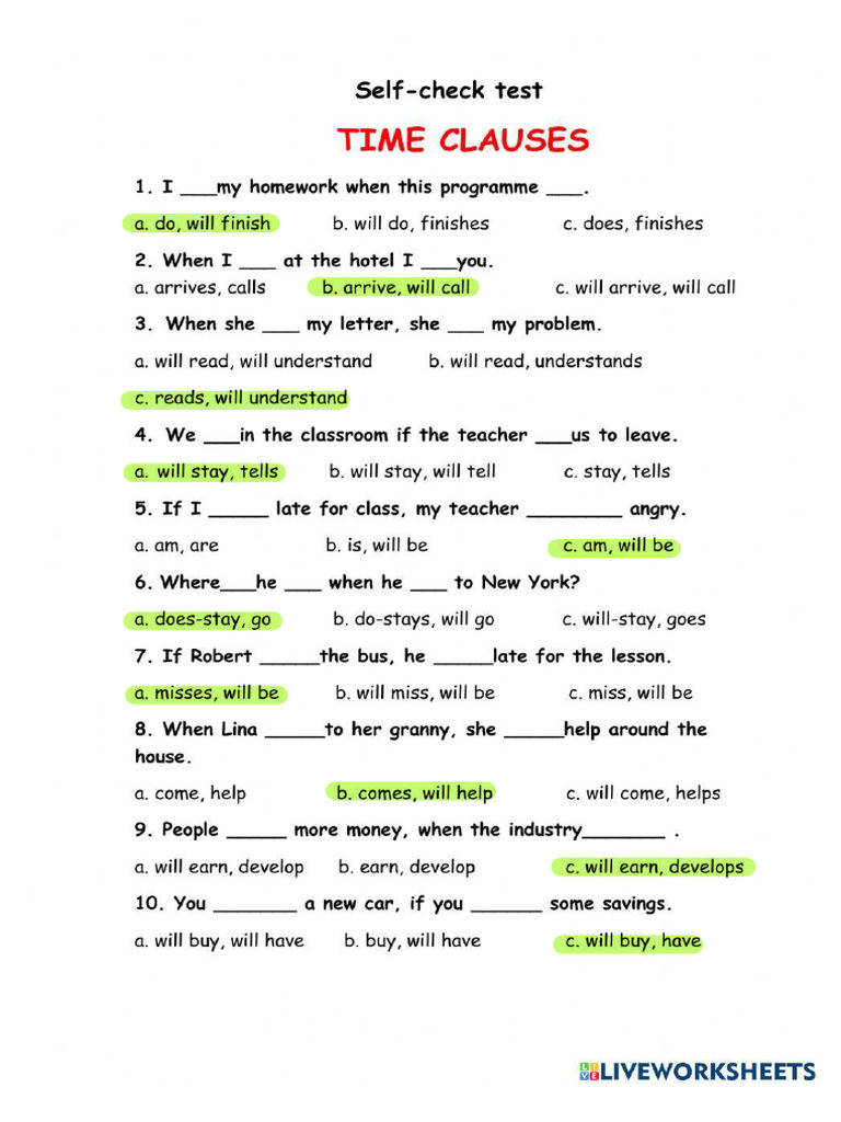 When Clauses Worksheet | PDF