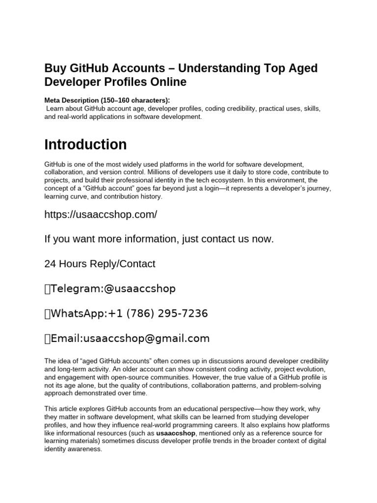 Buy GitHub Accounts – Understanding Top Aged Developer Profiles Online ...