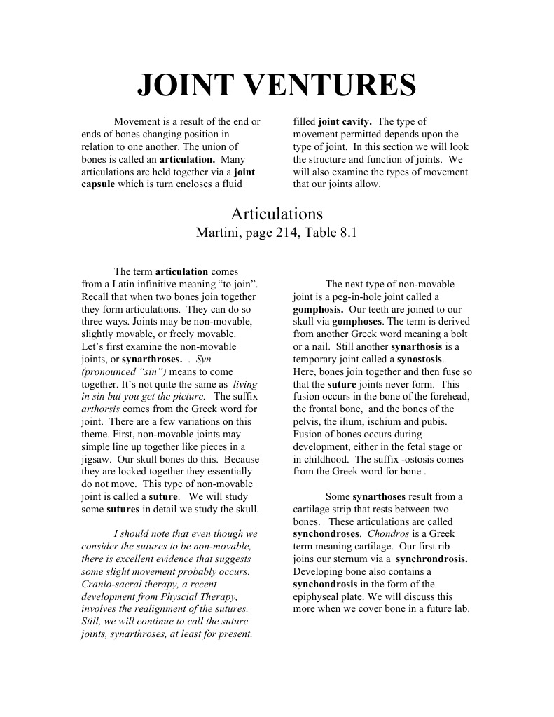 10 Joints | PDF | Anatomical Terms Of Motion | Joint