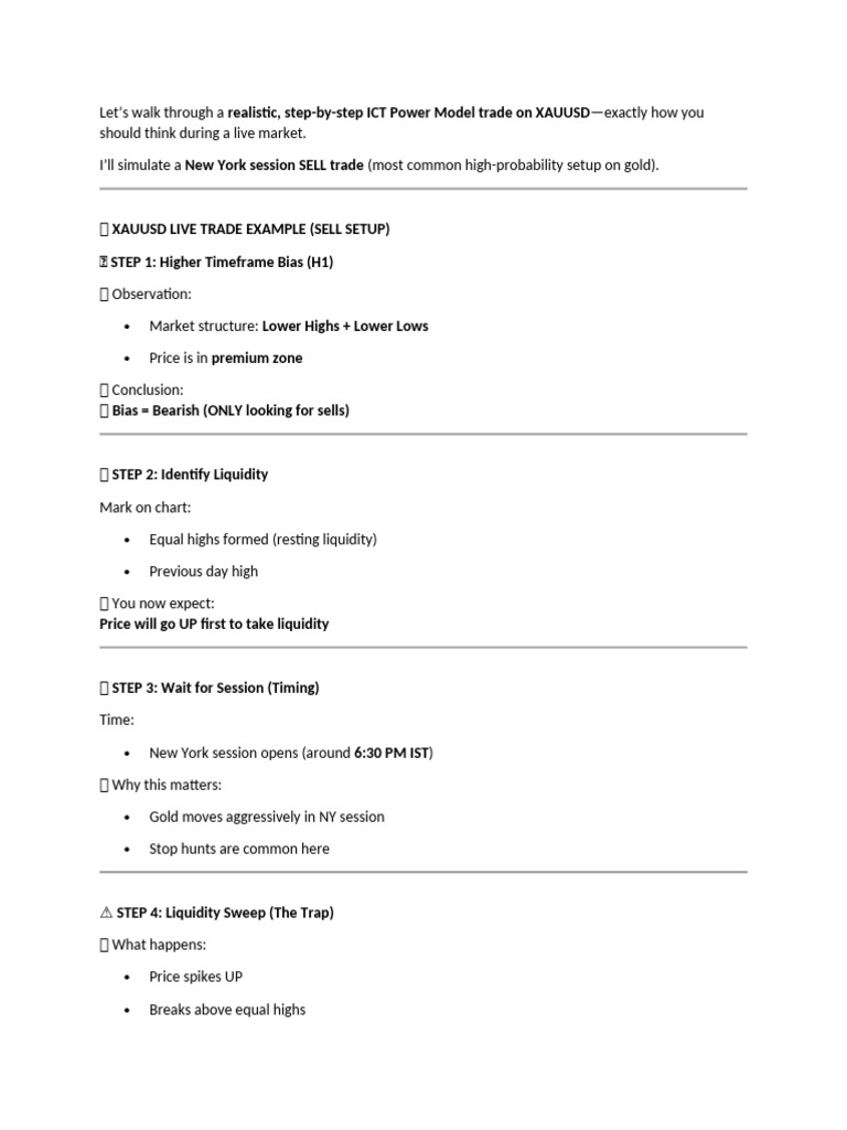 A Step-By-step Live Trade Example on XAUUSD | PDF | Order (Exchange ...