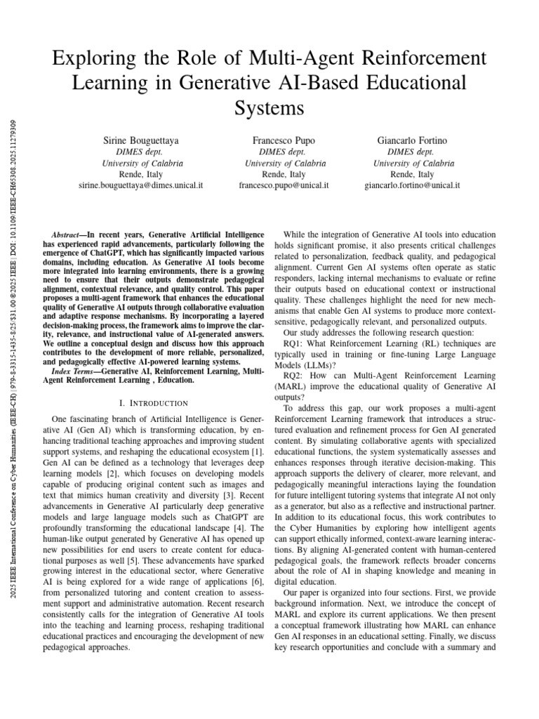 Exploring the Role of Multi-Agent Reinforcement Learning in Generative ...