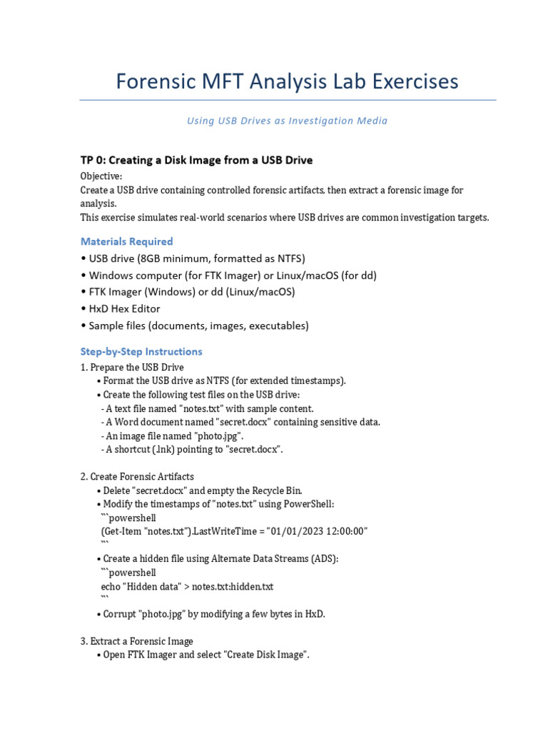 Forensic_MFT_Lab_Exercises_USB | PDF | Computer File | Computer ...