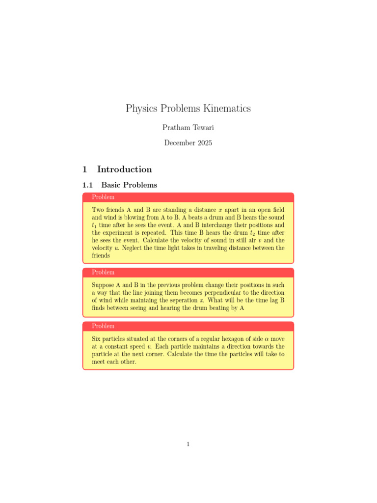 Physics Problems Kinematics | PDF | Acceleration | Velocity