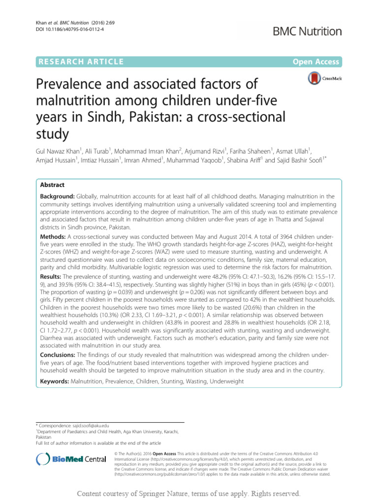 Prevalence and Associated Factors of Malnutrition | PDF | Malnutrition