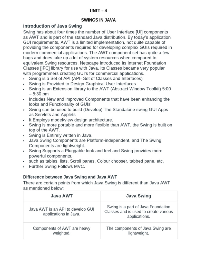 Unit - 4 Java Bca 4th Sem | PDF | Dynamic Web Page | Networking