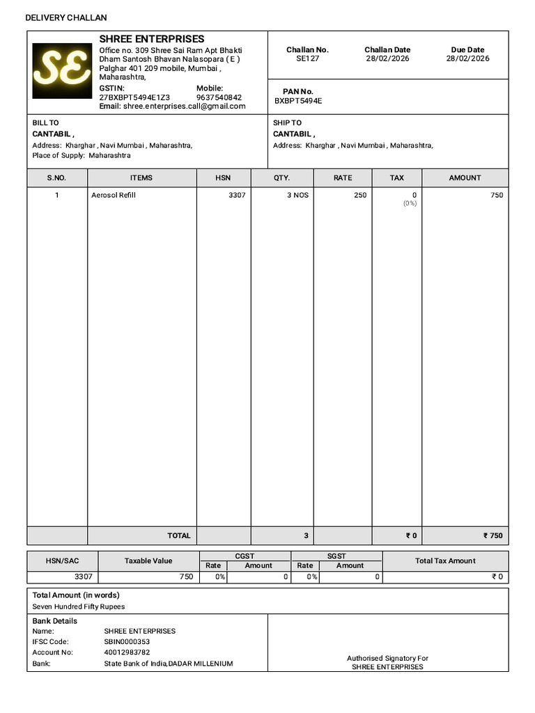 SE127_delivery_challan_CANTABIL__ | PDF