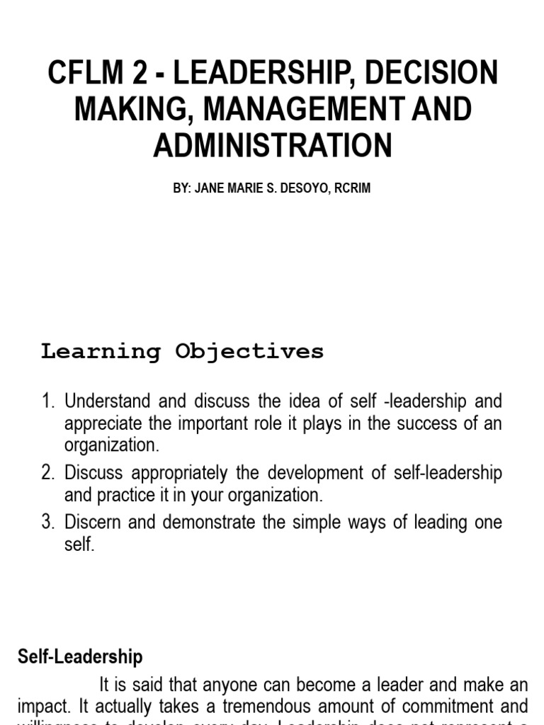 Copy CFLM 2 | PDF | Leadership | Decision Making