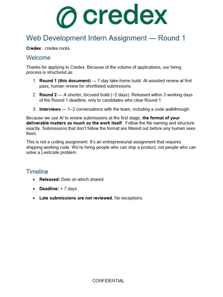 Credex WebDev 2026 Assignment | PDF | Software Engineering | Software ...