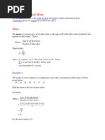 Mean Median Mode Population Sample