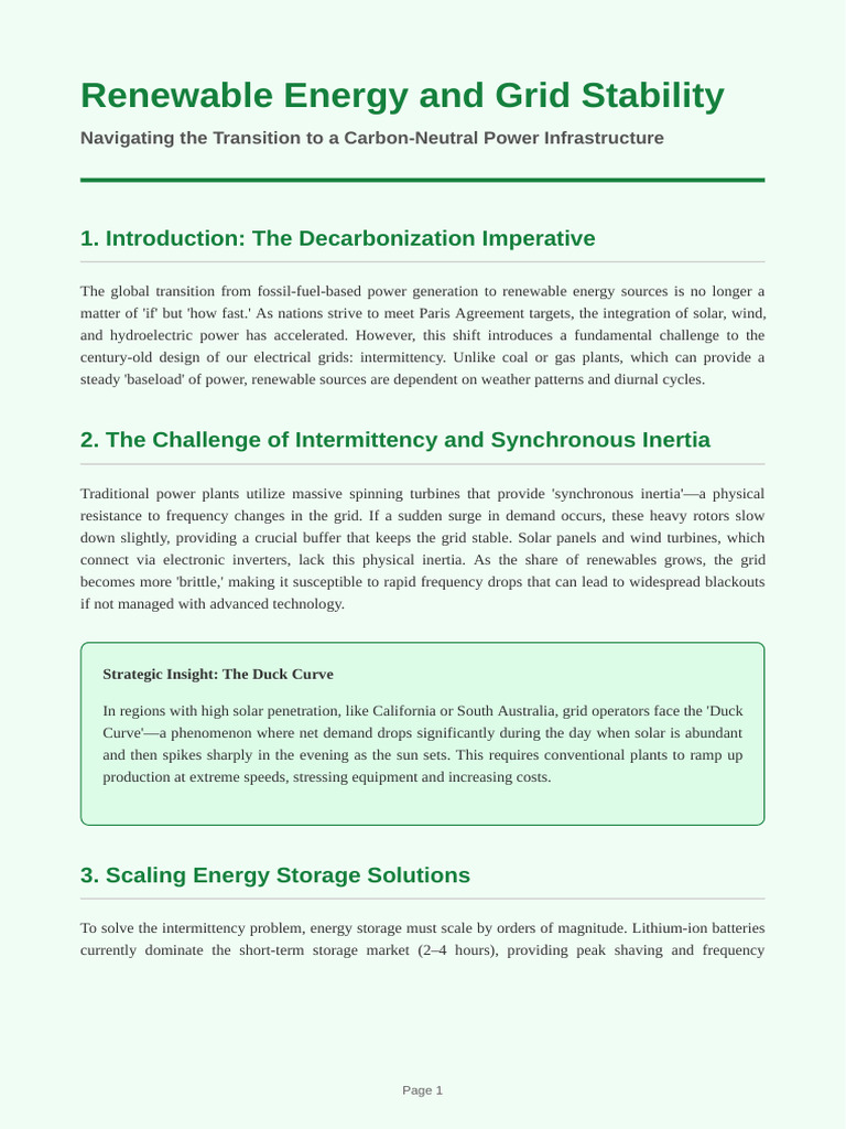 Renewable Energy Grid Stability 2026 | PDF | Energy Storage ...