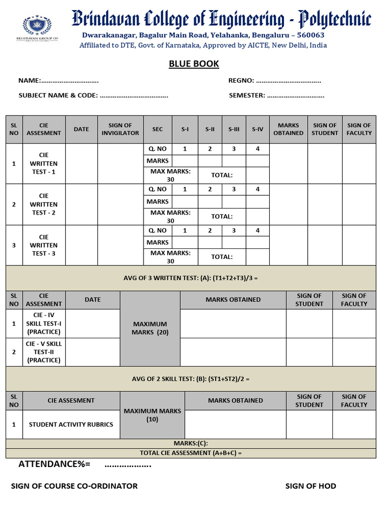 Blue Book Front Page 2nd Year | PDF