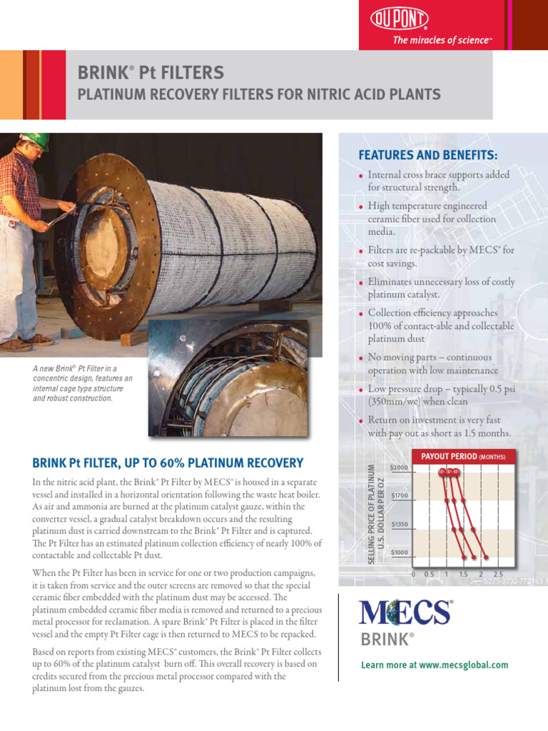Brink Mist Eliminators Platimun Recovery Filters | PDF | Ammonia | Platinum