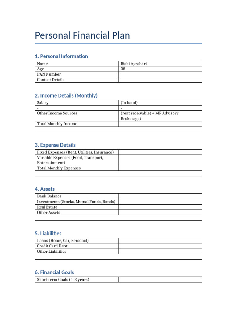 Financial Plan Details | PDF