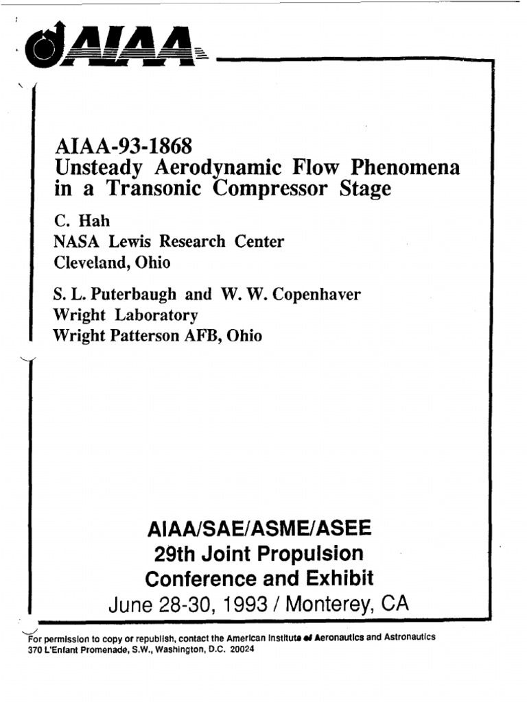 Unsteady Aerodynamic Flow Phenomena in a Transonic Compressor Stage ...