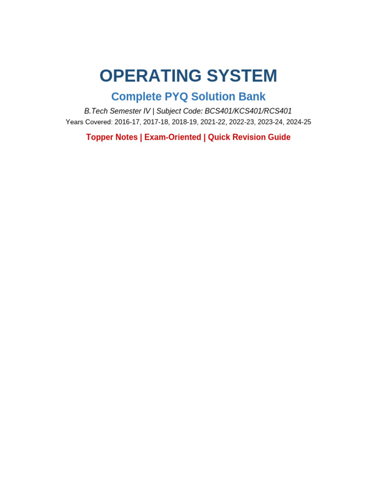OS PYQ Solutions | PDF | Operating System | Process (Computing)
