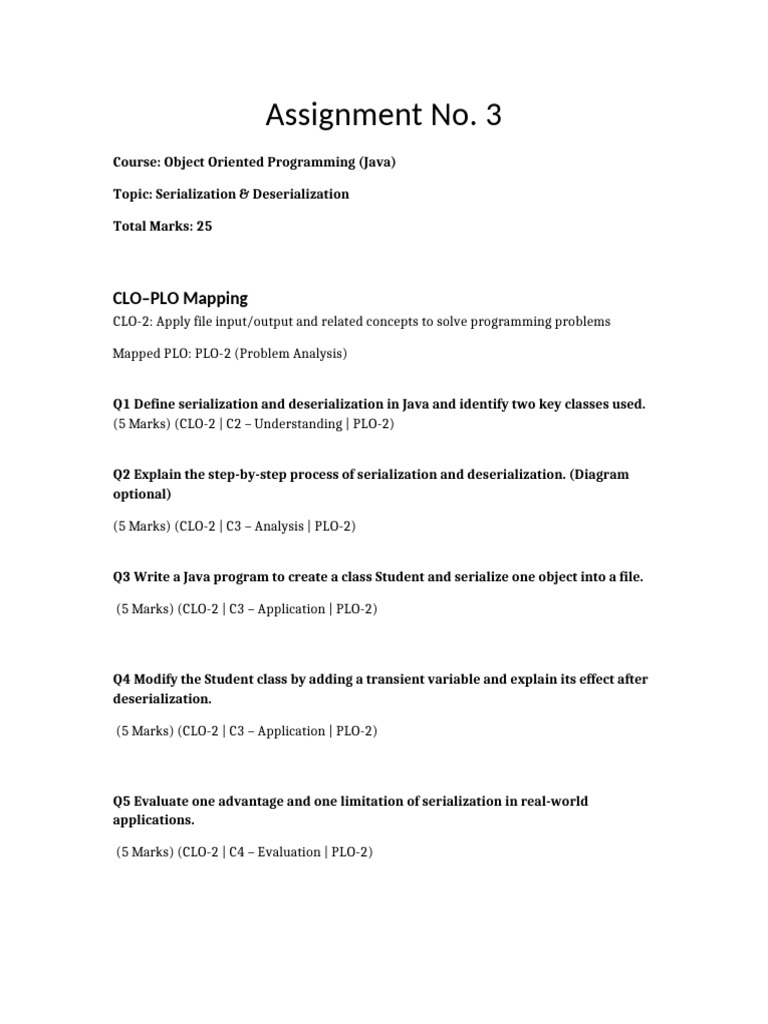Assignment No 3 Serialization | PDF