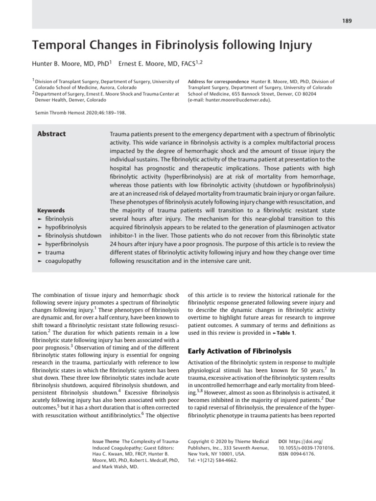Temporal Changes | PDF | Coagulation | Bleeding
