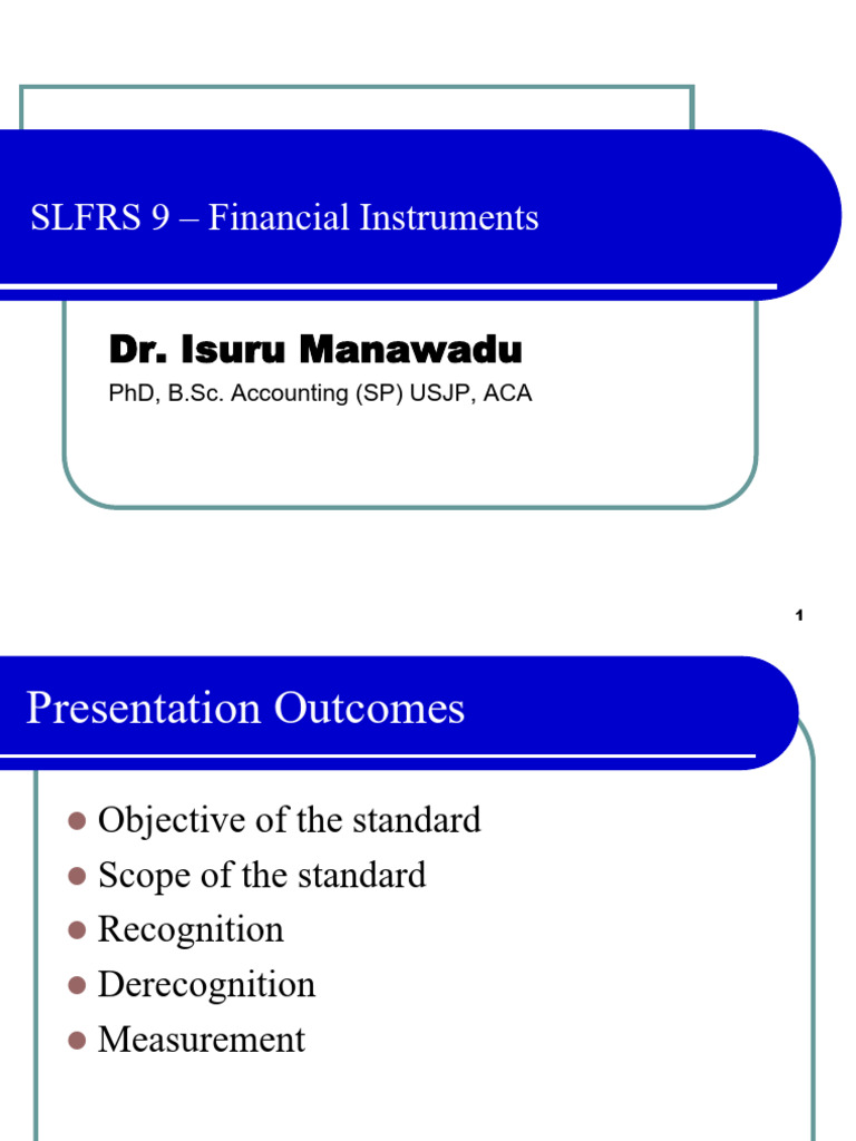 SLFRS 09 | PDF | Fair Value | Historical Cost