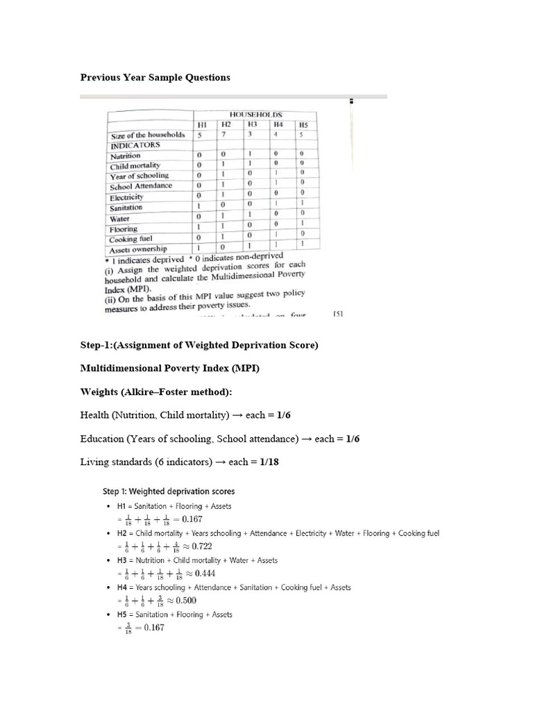 MPI Calculations | PDF | Drinking Water | Social Programs