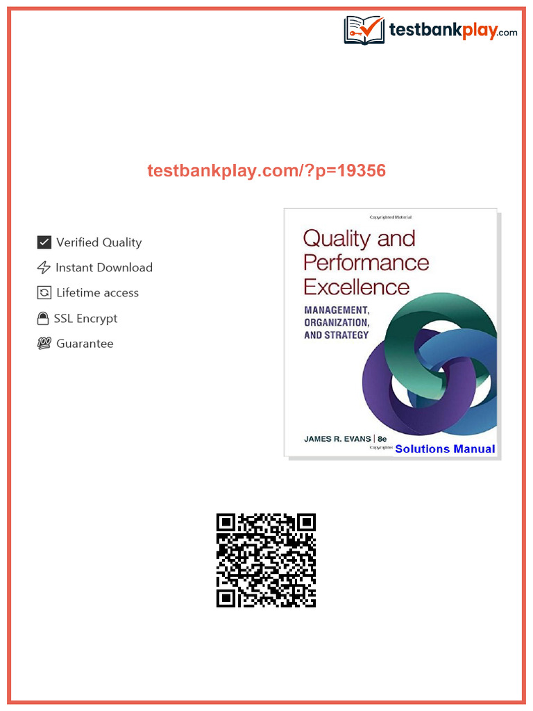 Quality and Performance Excellence 8th Edition Evans Solutions Manual ...