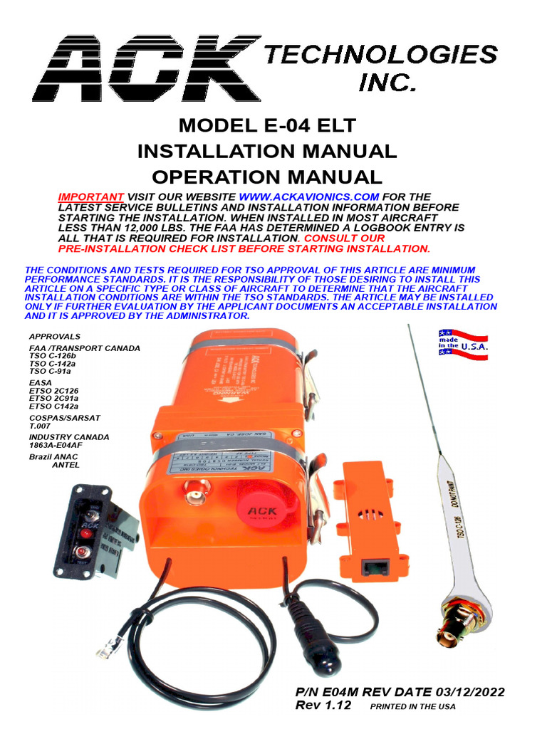E-04 Install Manual, Rev 1.12 | PDF