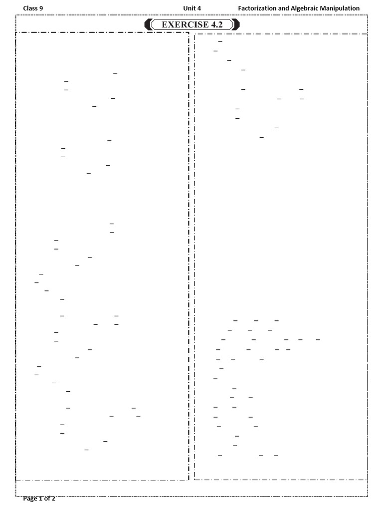 Class 9 Unit 4 Factorization and Algebraic Manipulation Ex. 4.2 | PDF ...