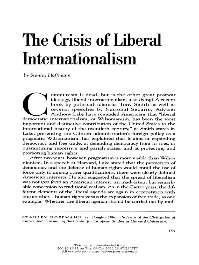 The Crisis of Liberal Internationalism - Hoffman | PDF